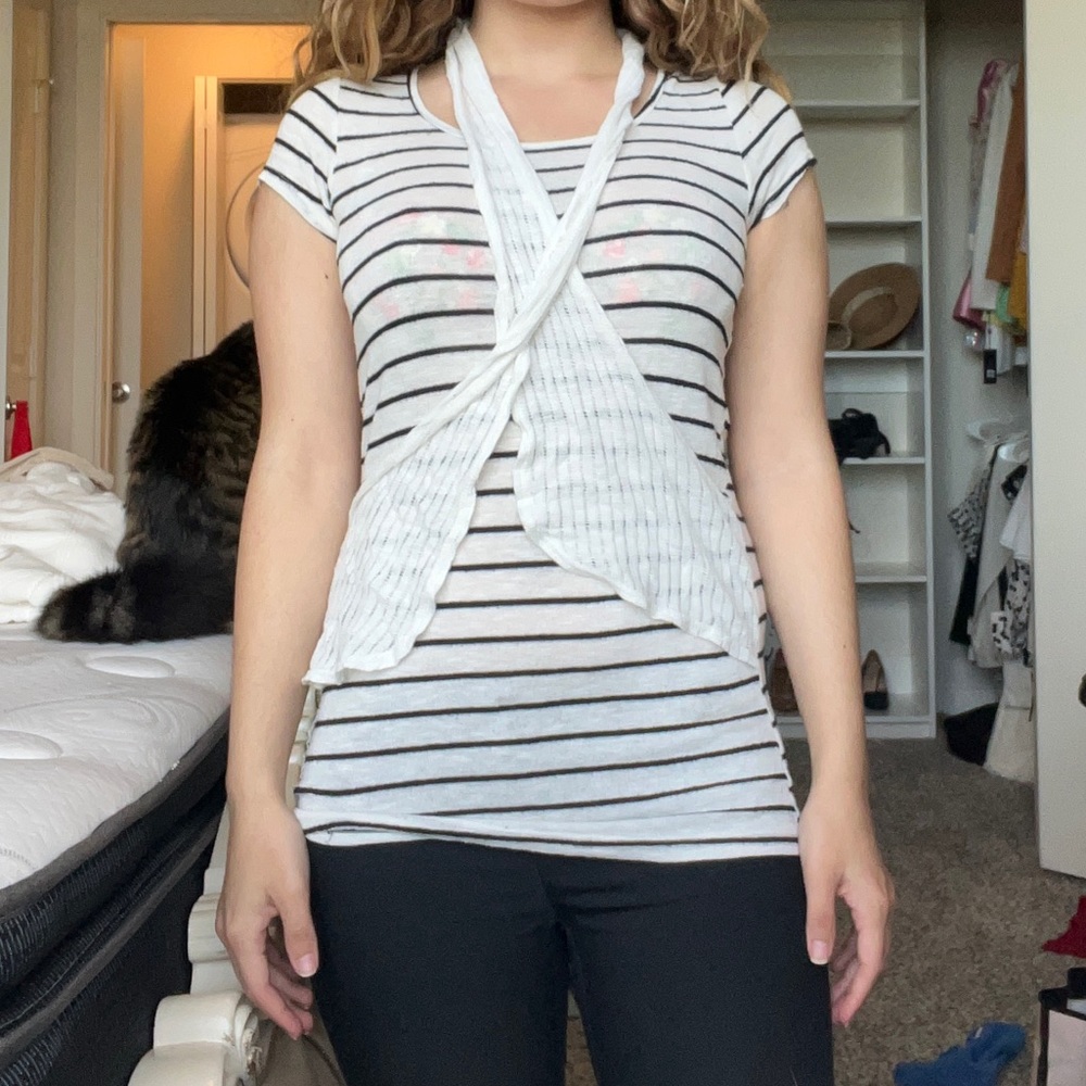 White black striped shirt